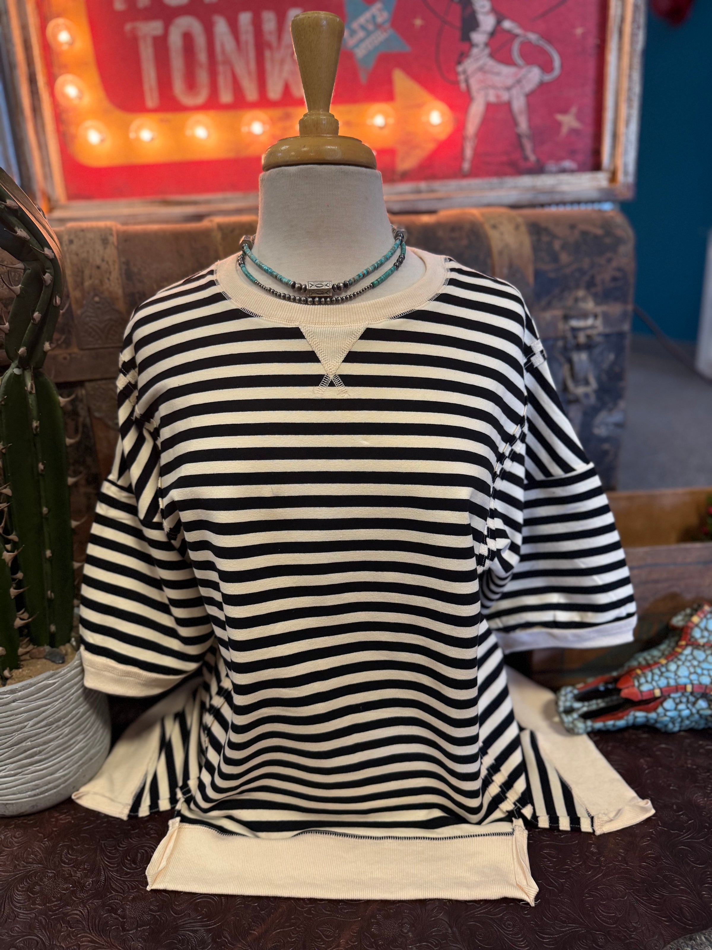 VJ Black/Cream Stripe SS