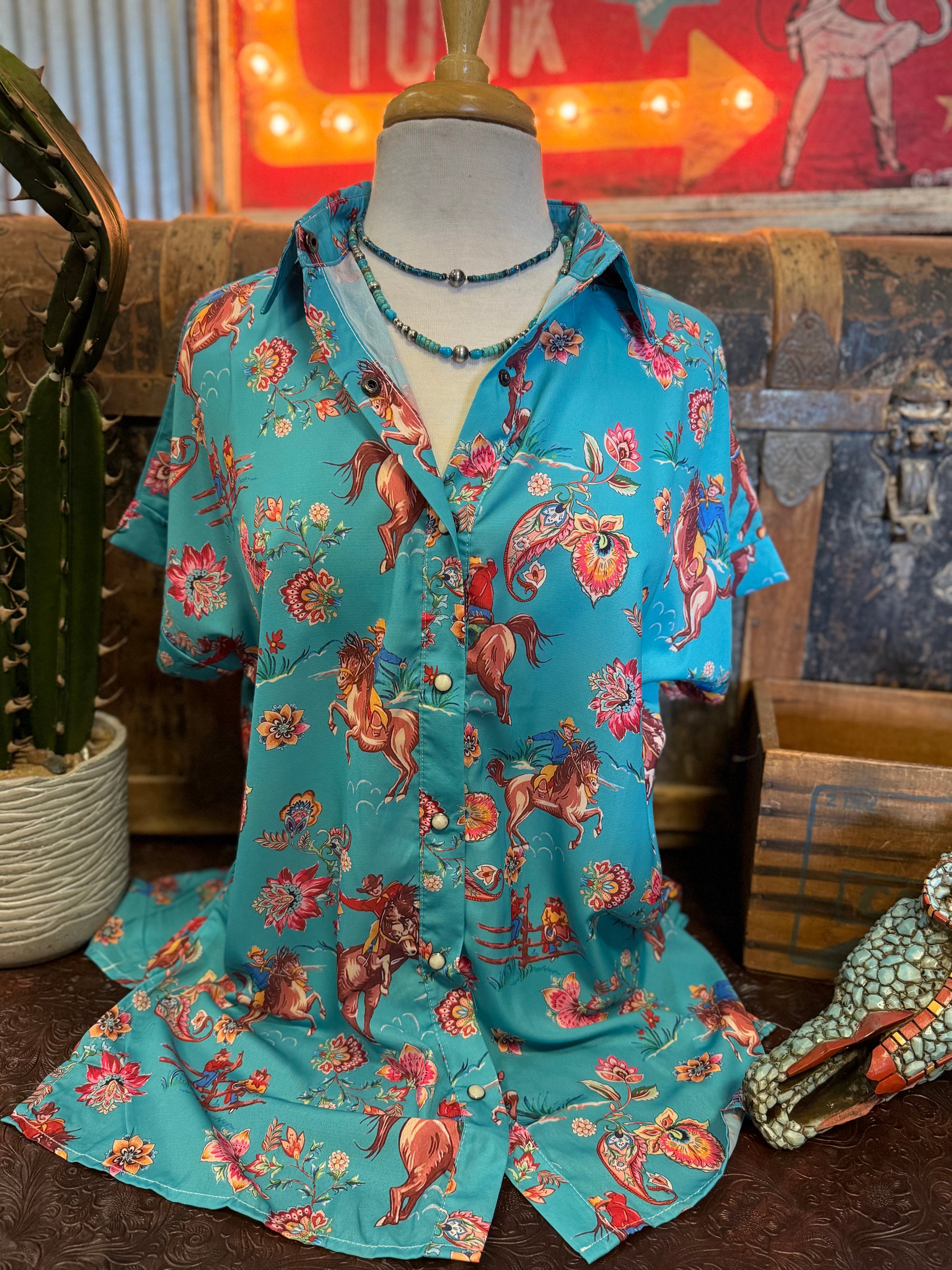 FX Turquoise Western Floral BU