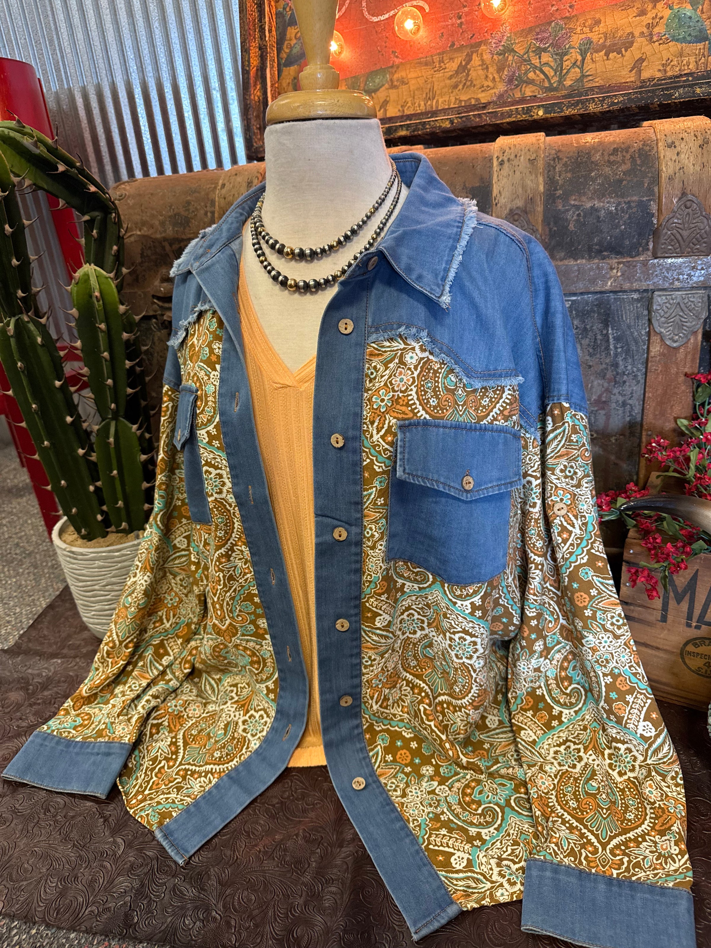 ES Brown Paisley Denim LS