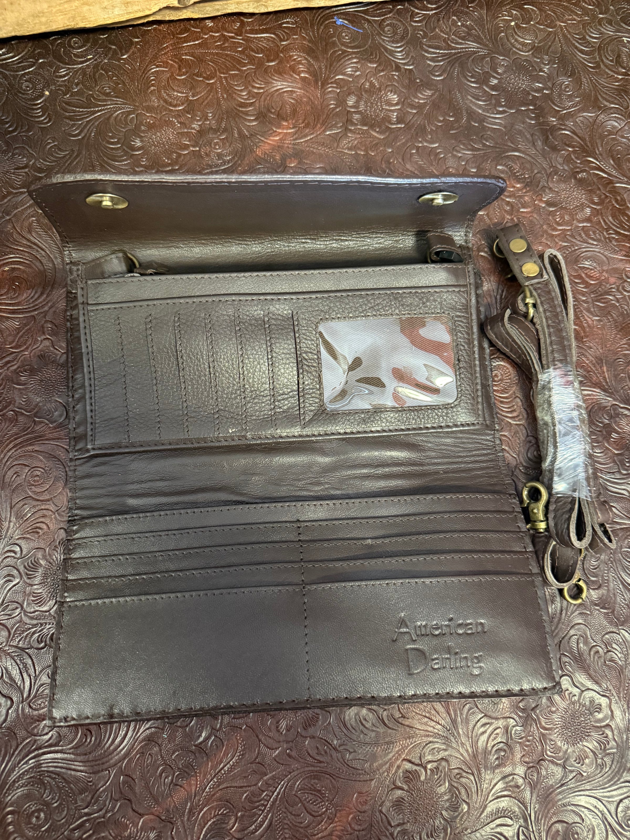 AD Turquoise Tooled Leather Wallet