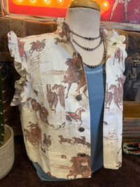 NB Western Print Crop Vest
