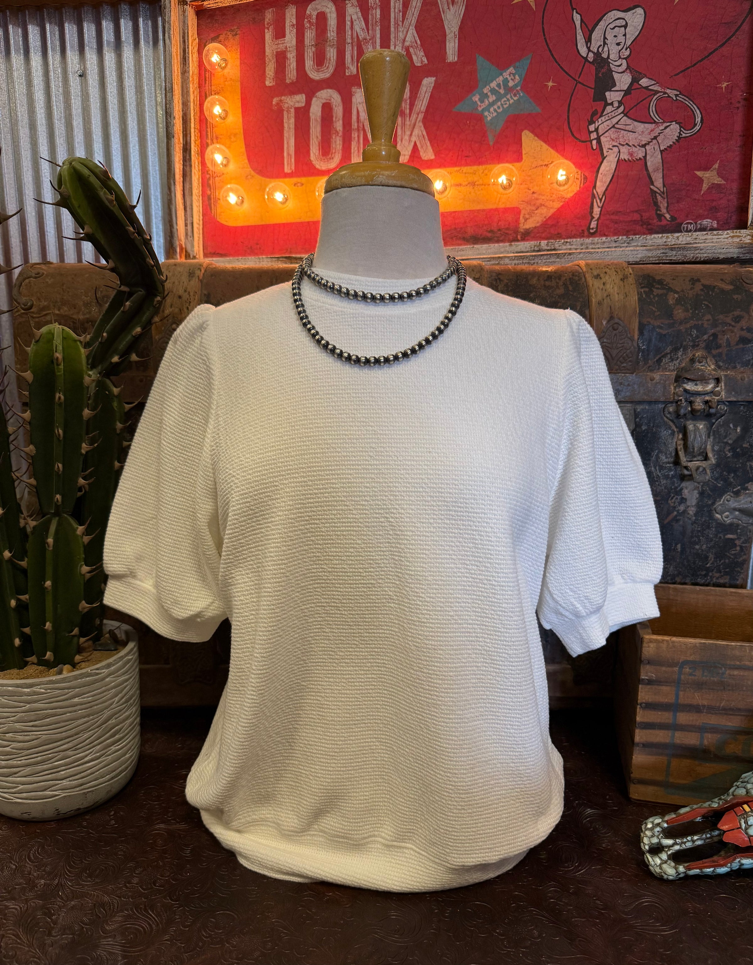 TB White Puff Sleeve SS