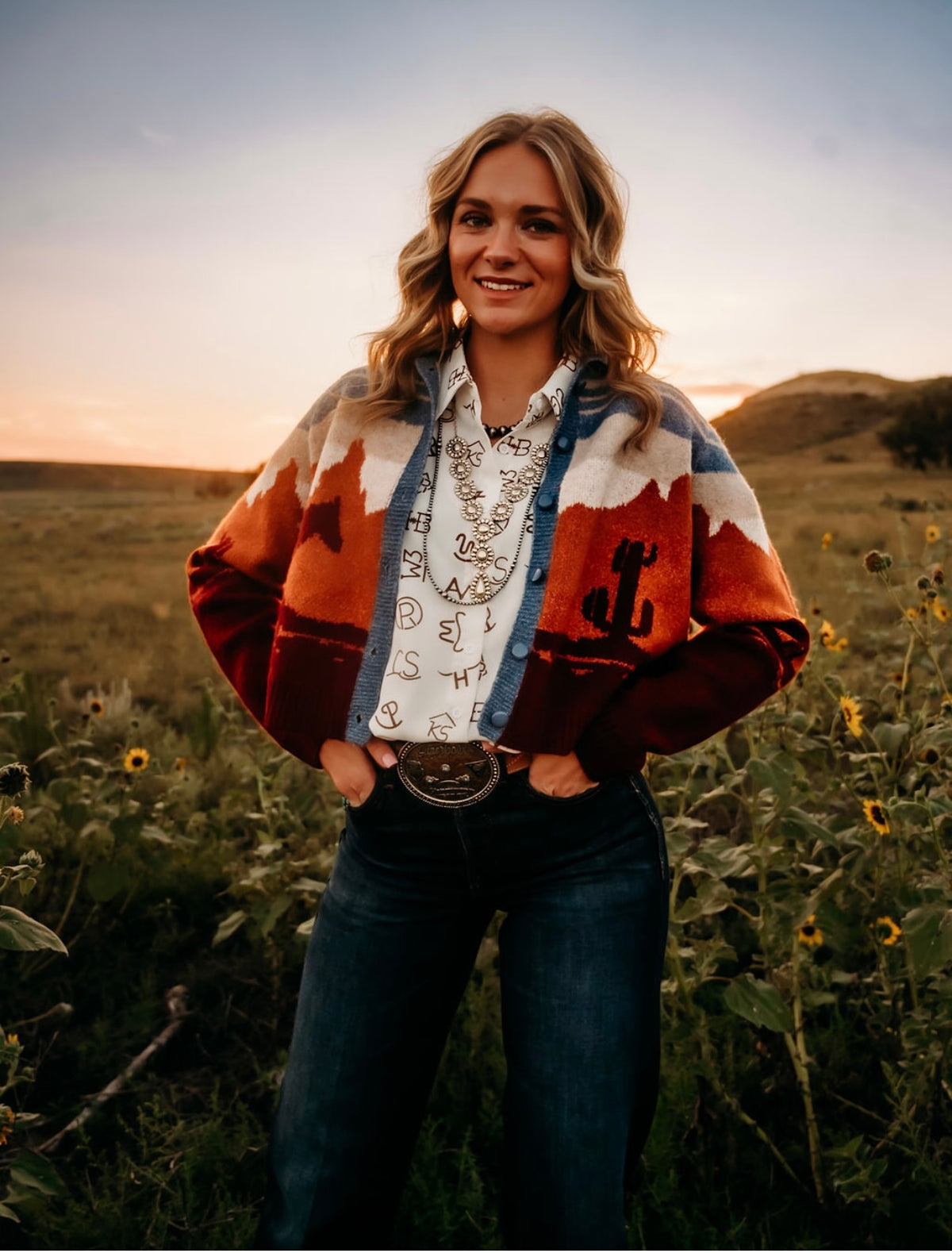 TY Maroon Western Cardigan