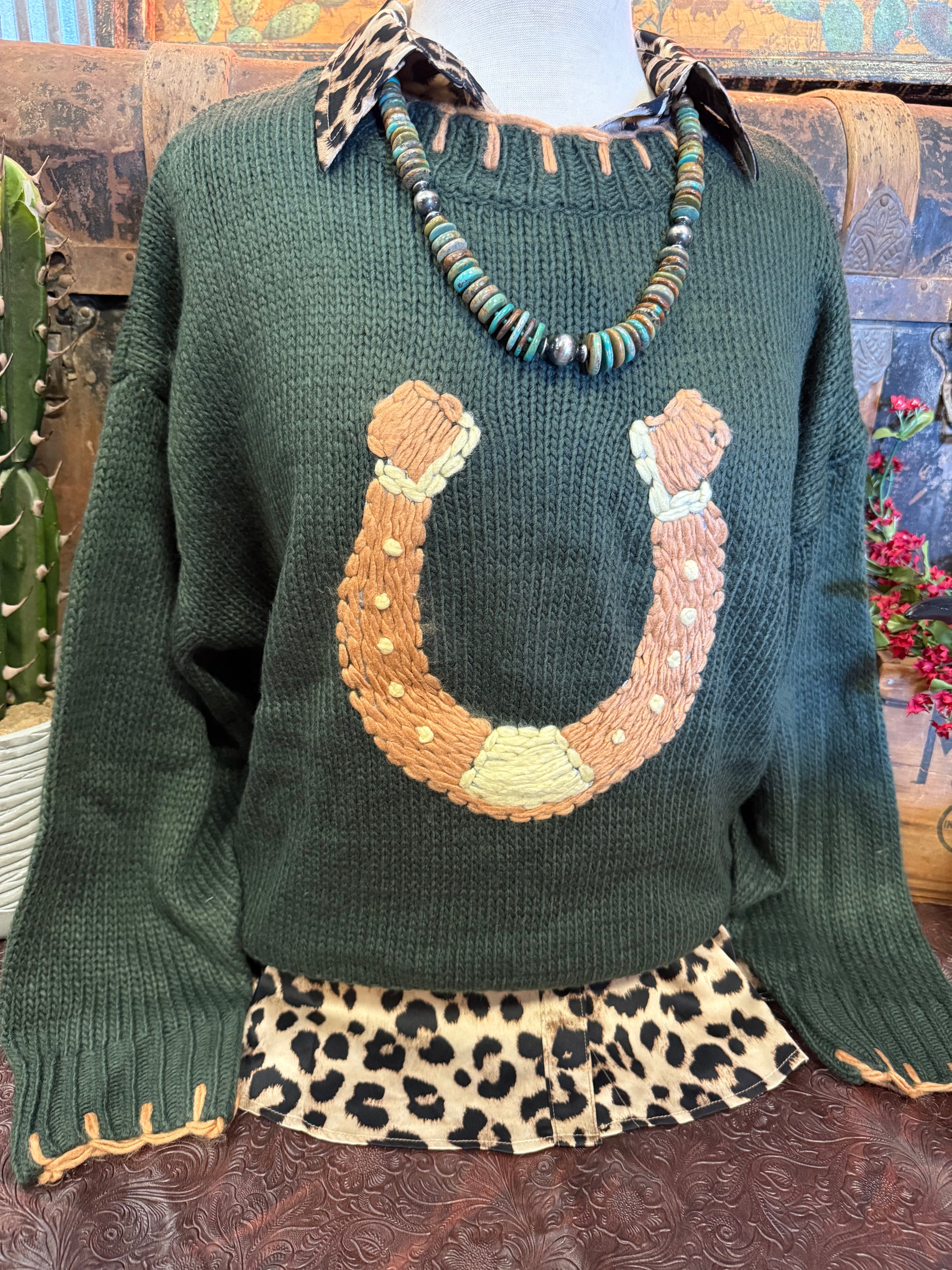 BR Green Horseshoe Sweater