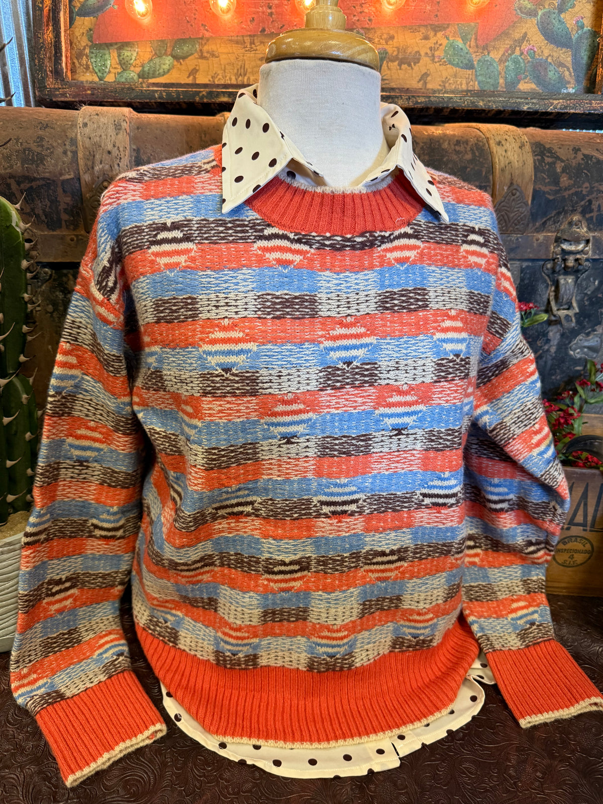 MR Orange Blue Multi Sweater