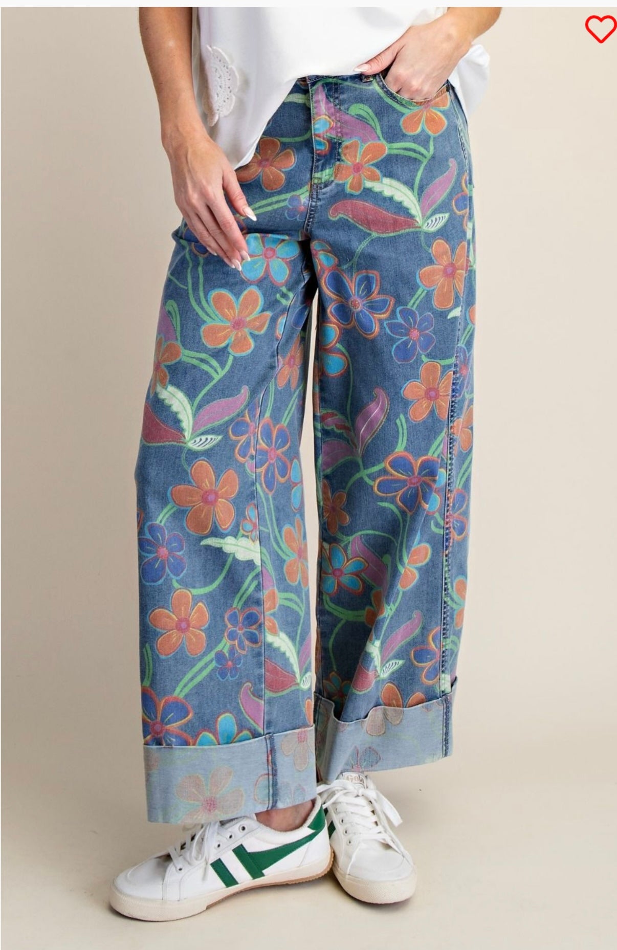 ES Floral Washed Denim Pants