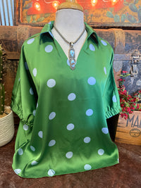 JD Green/Blue Polka Dot SS