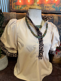 EN Tan Leopard Bubble Sleeve