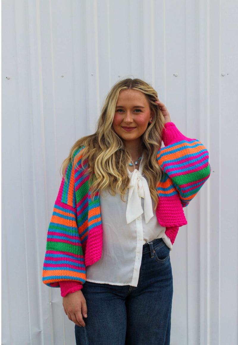 DD Pink Multi Cardigan