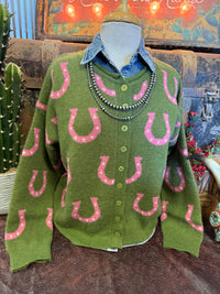 EN Olive Horseshoe Cardigan