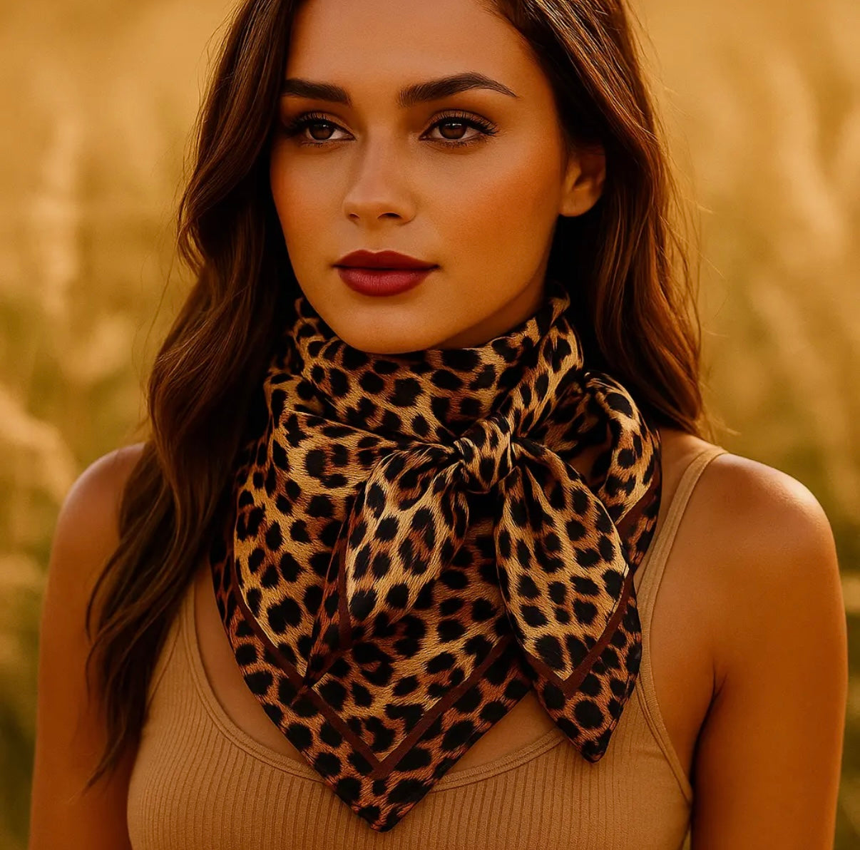 RD Brown Leopard Wild Rag
