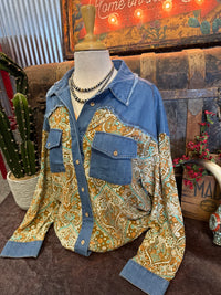 ES Brown Paisley Denim LS