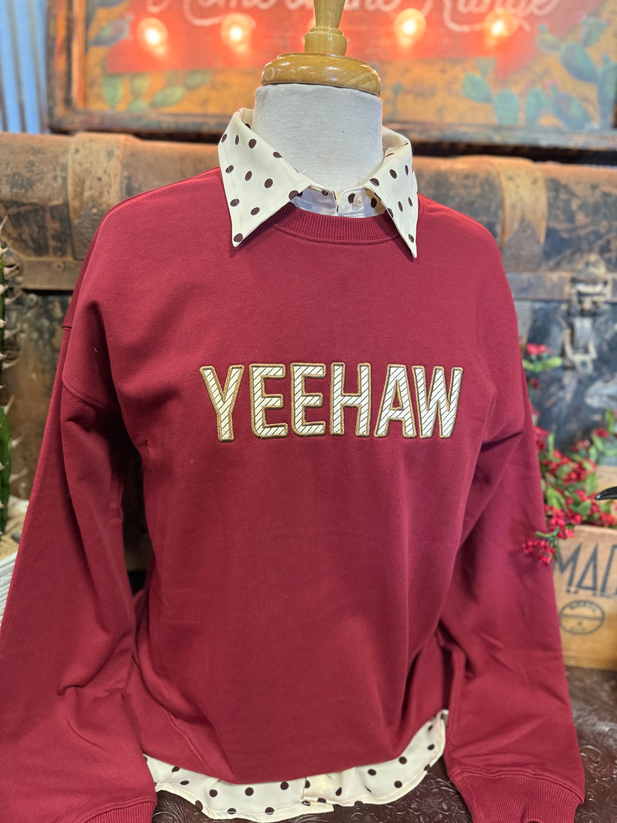 WL Yeehaw Burgundy Sweatshirt