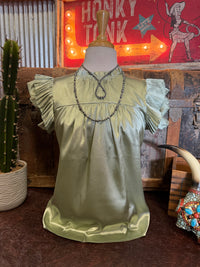LB Saige Green Ruffle Top
