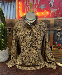 JD Leopard Ruffle Collard