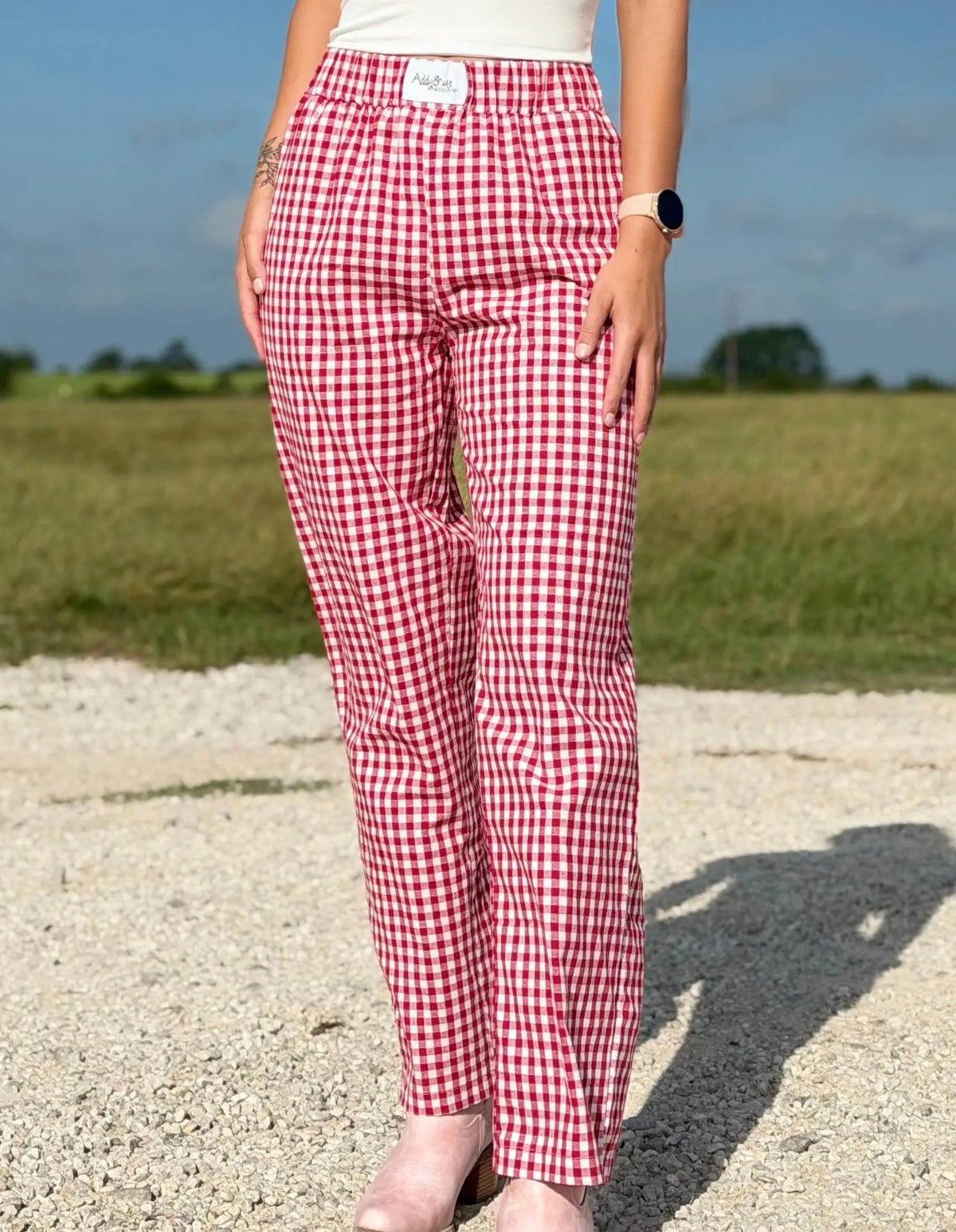 AM Gingham Red Pants
