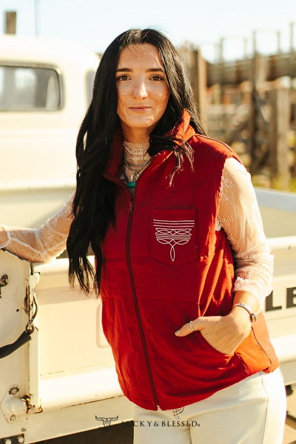 LB Wine Boot Stitch Vest