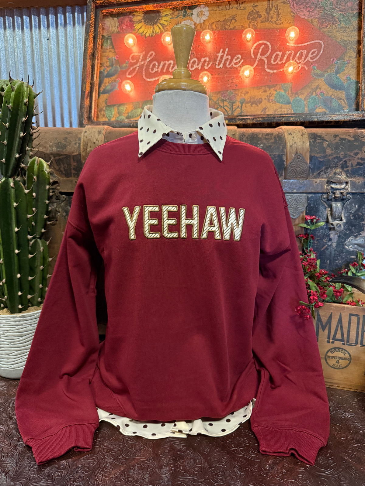 WL Yeehaw Burgundy Sweatshirt
