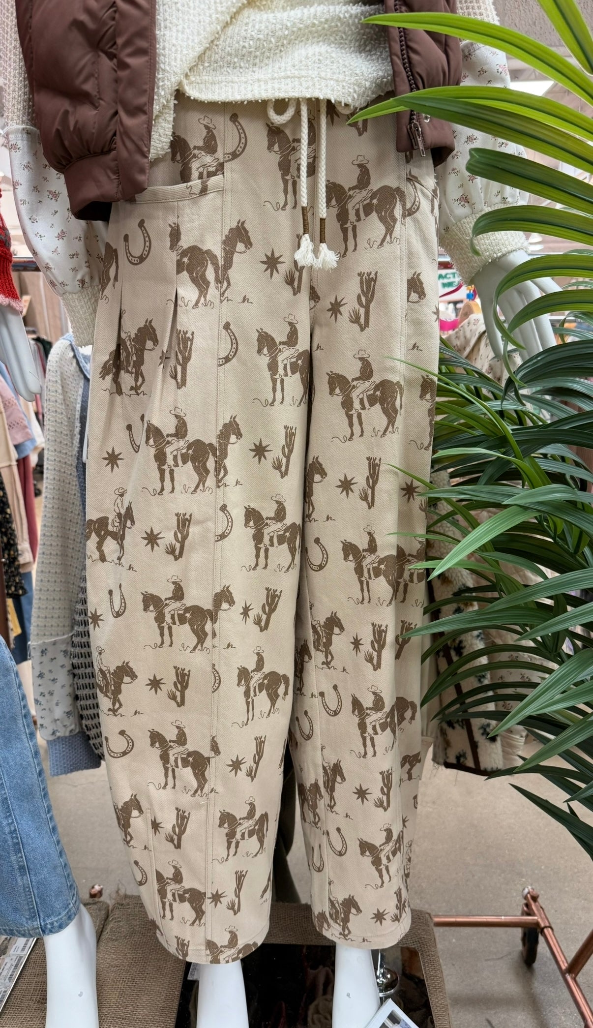 VJ Beige Western Barrel Pants