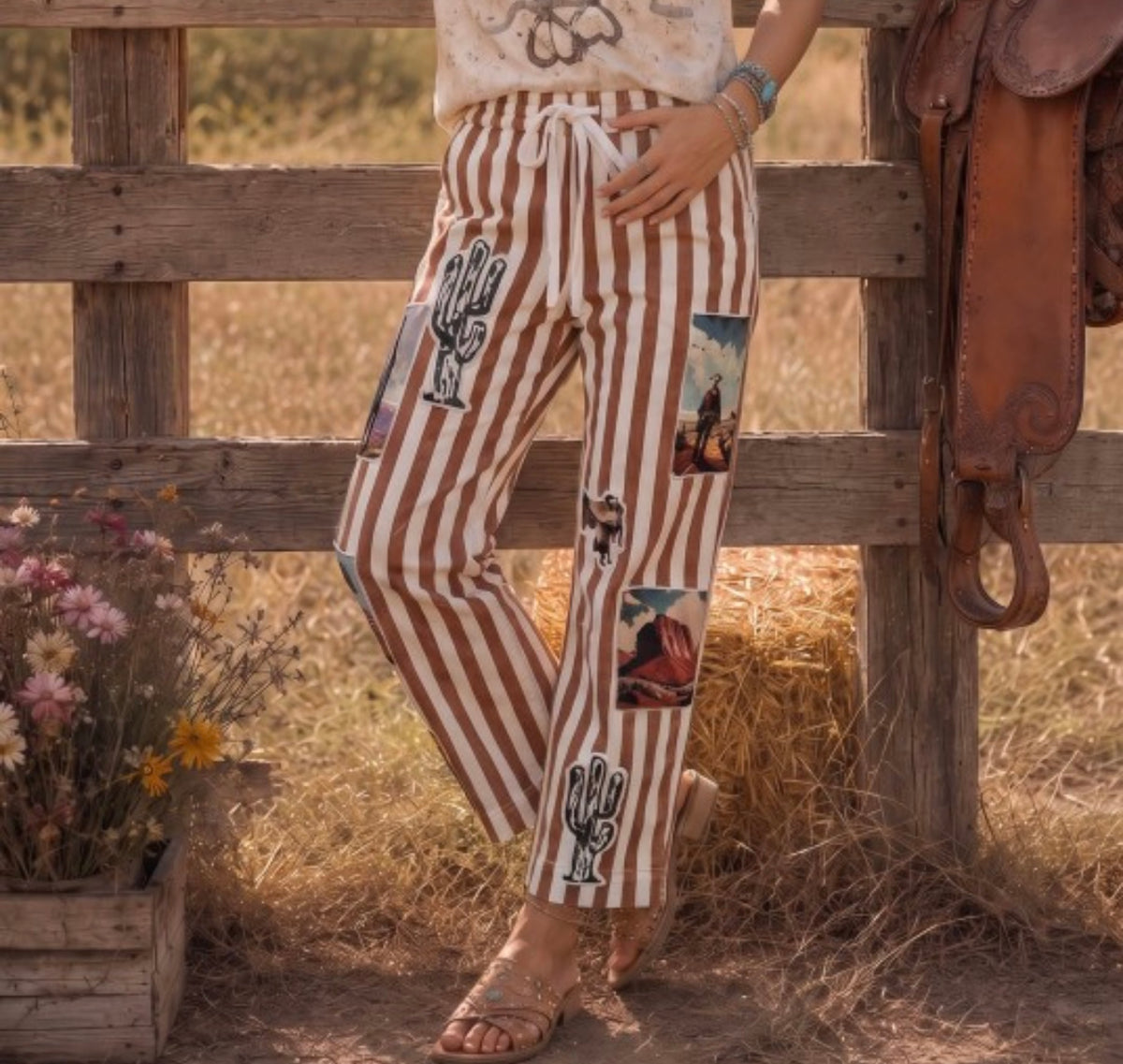 BN Brown Stripe Western Pants