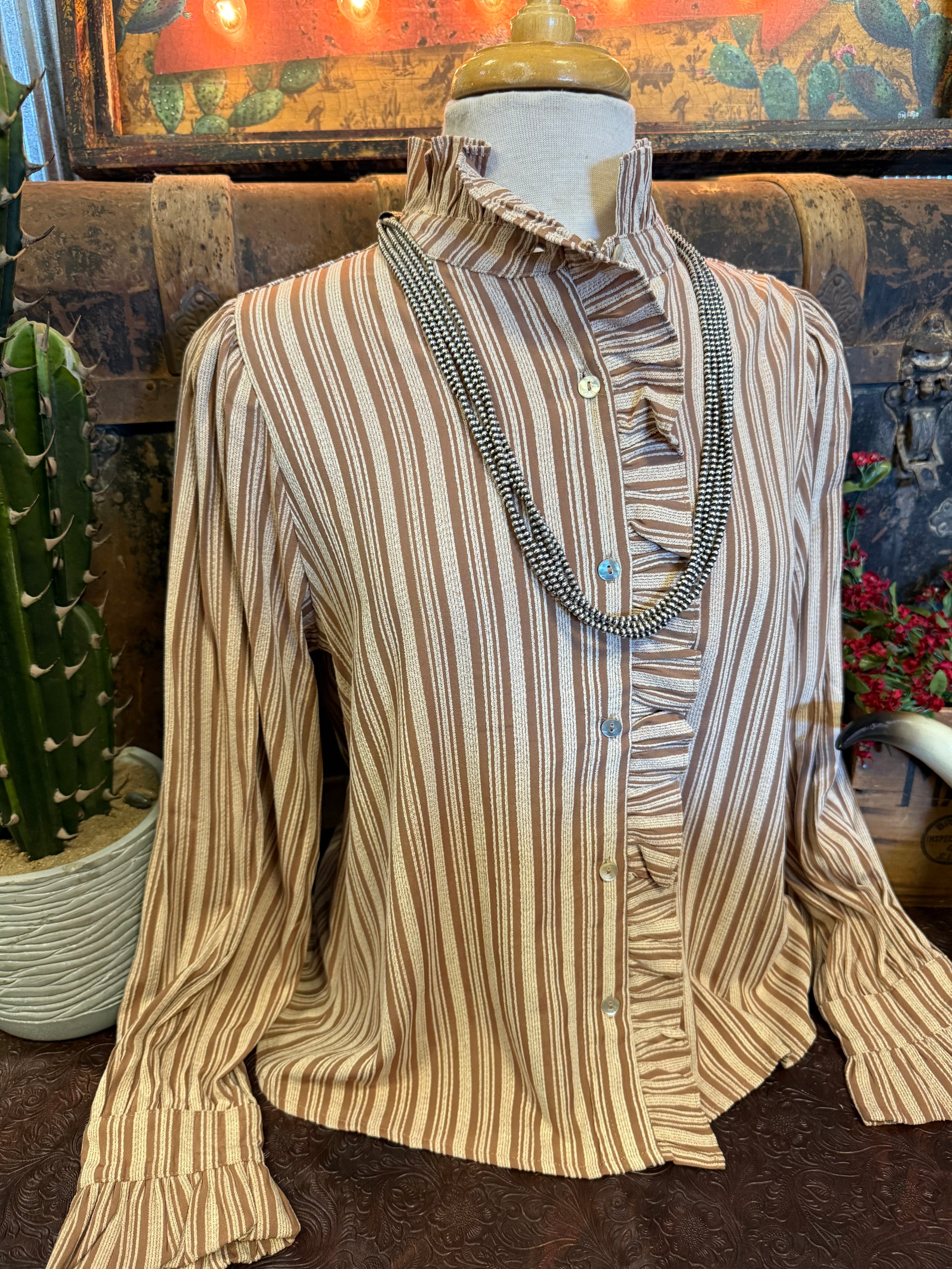 JD Brown Stripe Ruffle BU