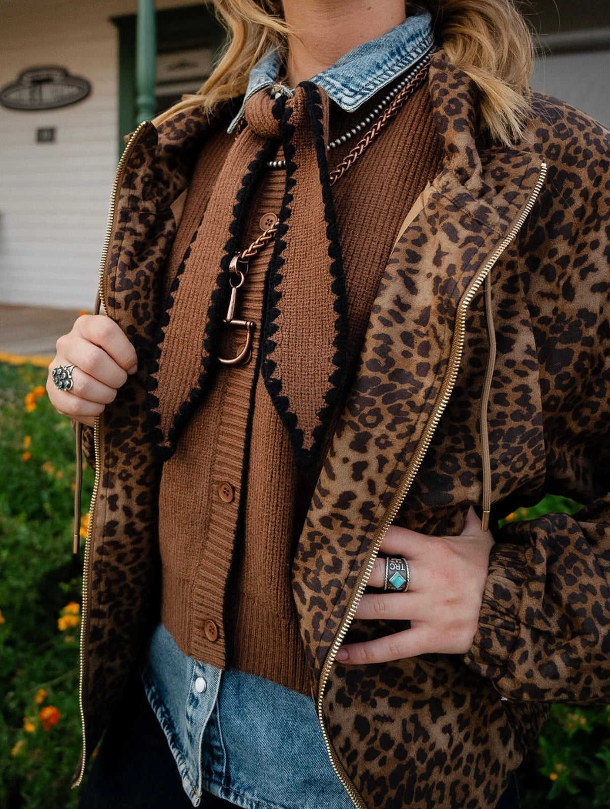 UM Leopard Faux Suede Jacket