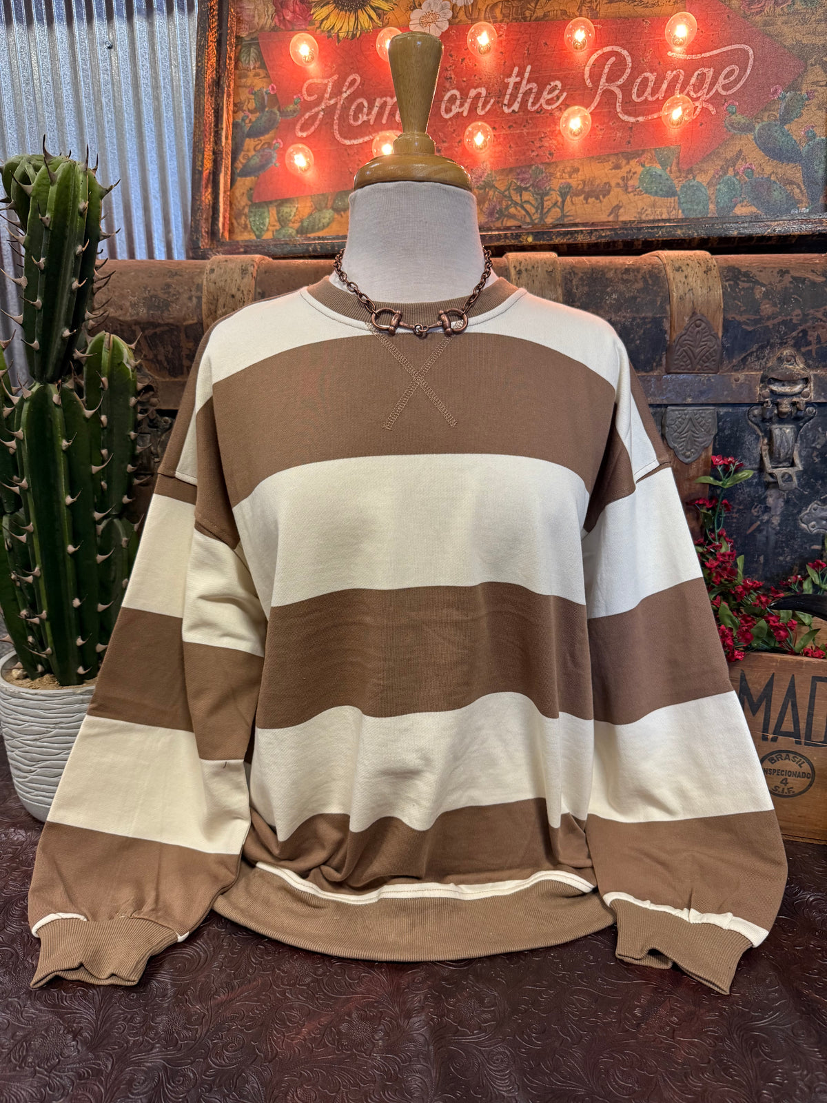 BP Mocha Stripe Crewneck LS