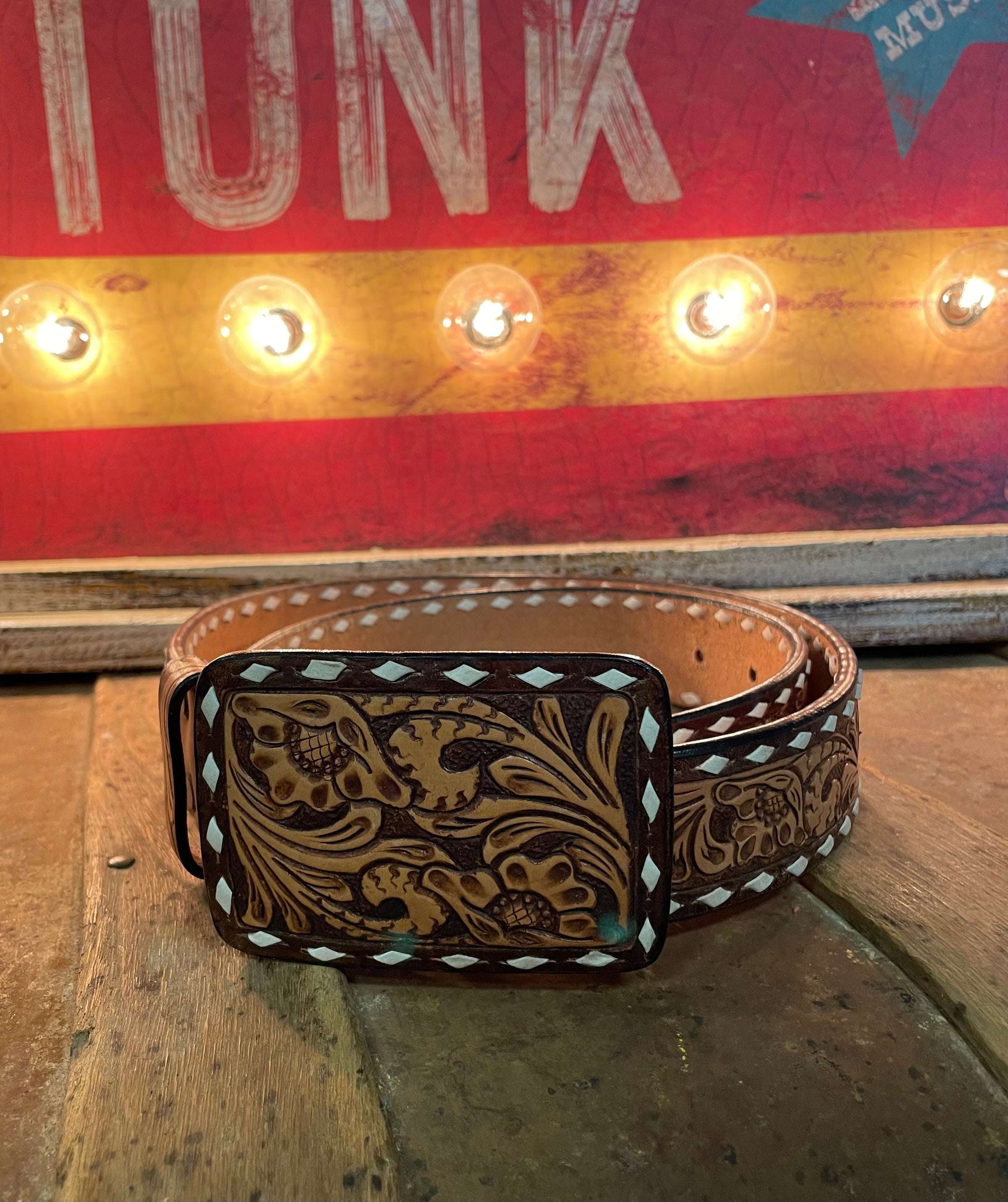 AD Brown Tooled Belt