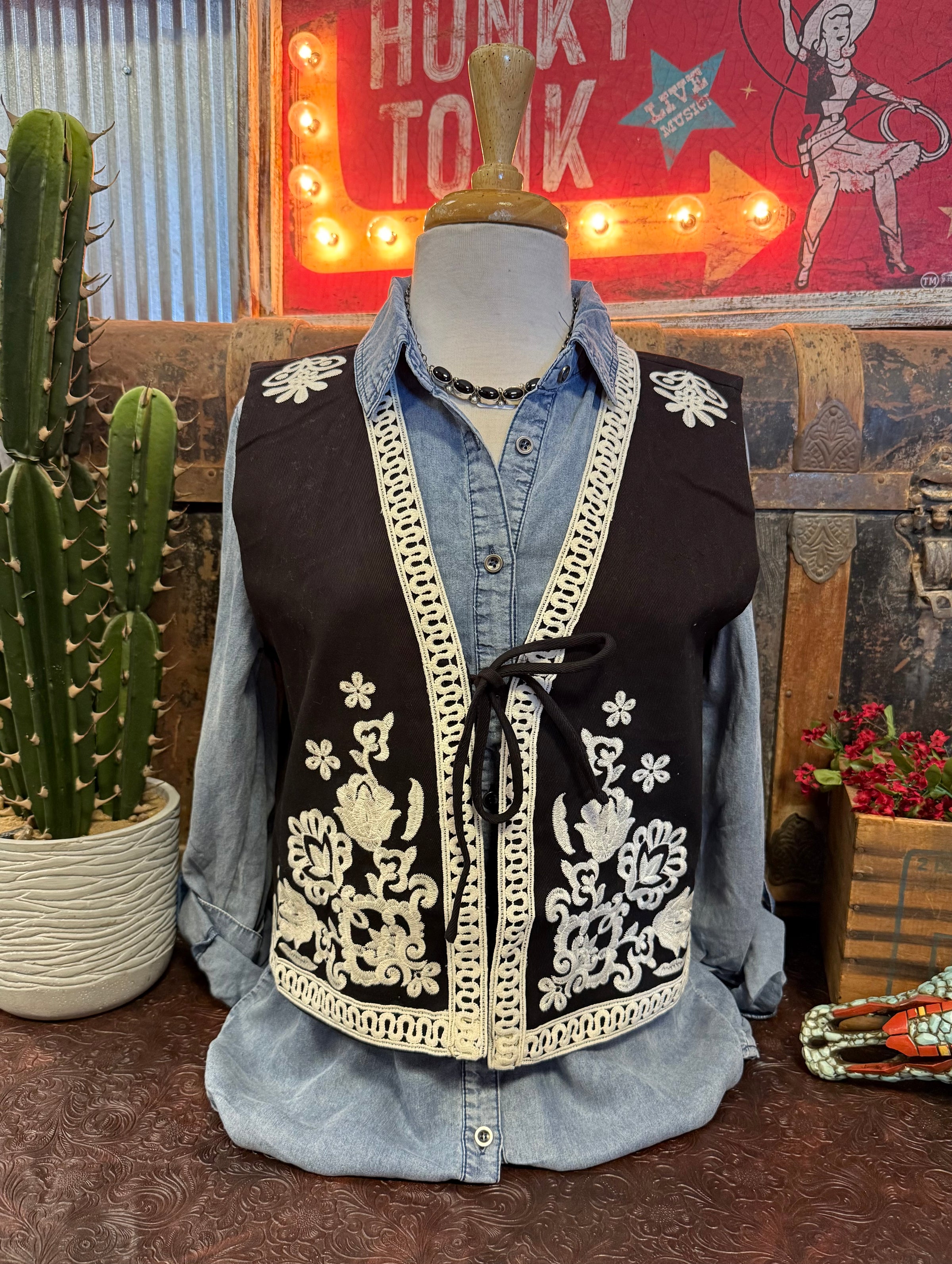 BP Black Embroidered Vest