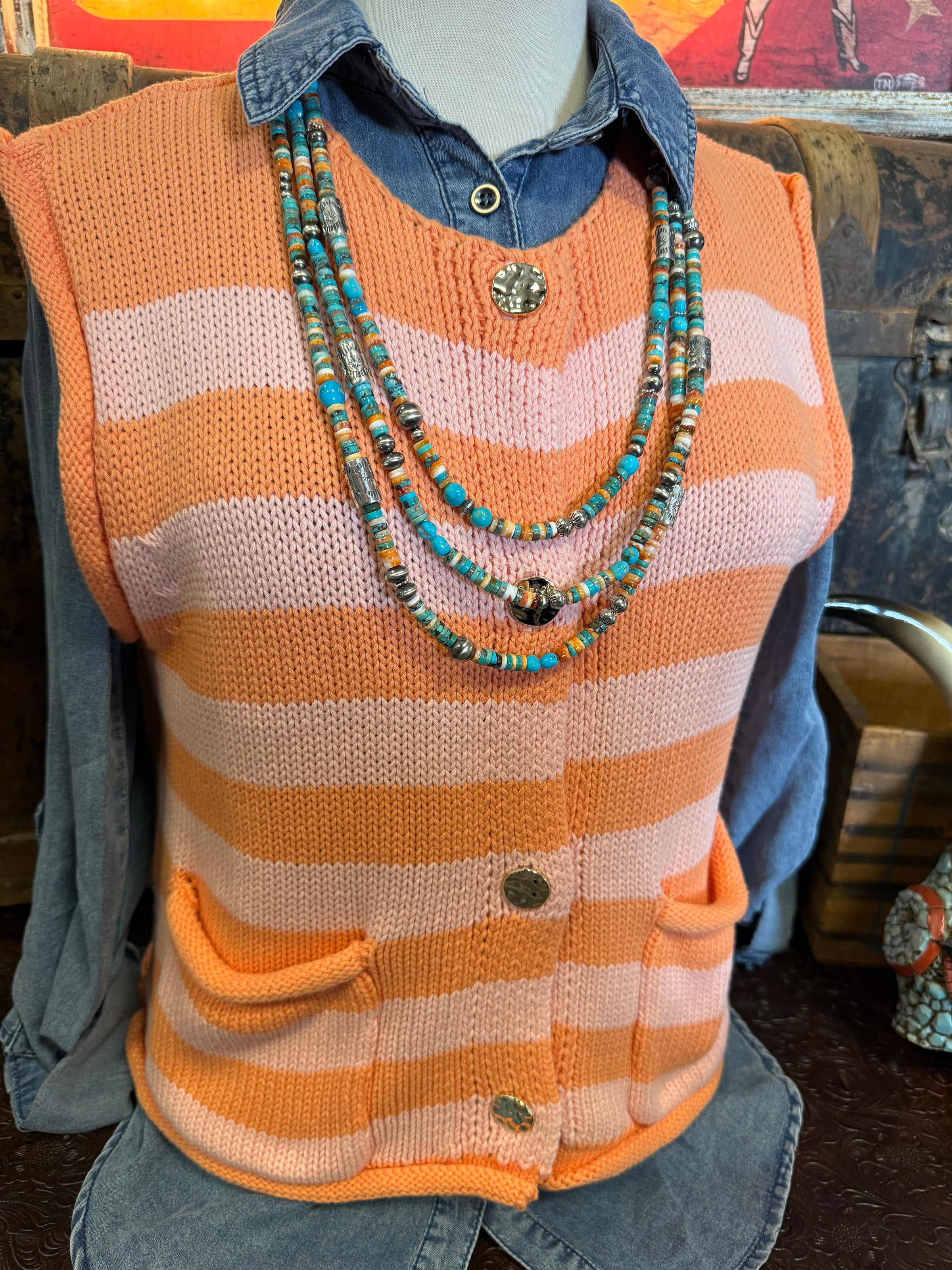 VJ Pink/Orange Sweater Vest