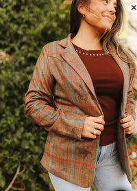 LB Western Horse Plaid Blazer