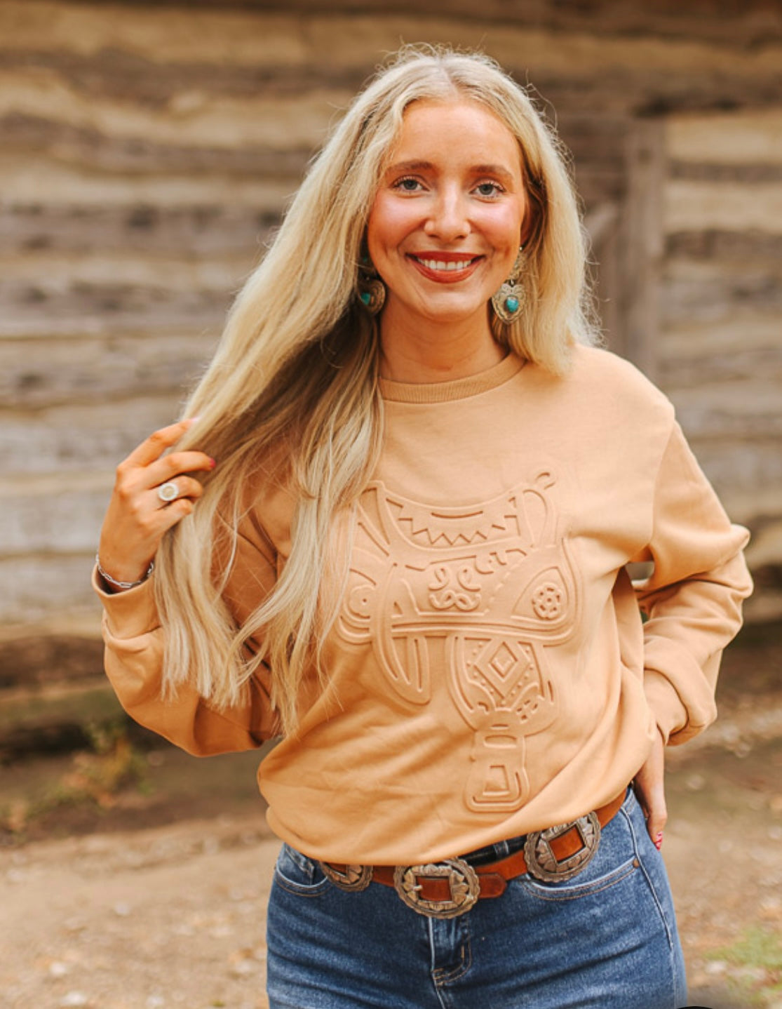 LB Khaki Embossed Sweatshirt