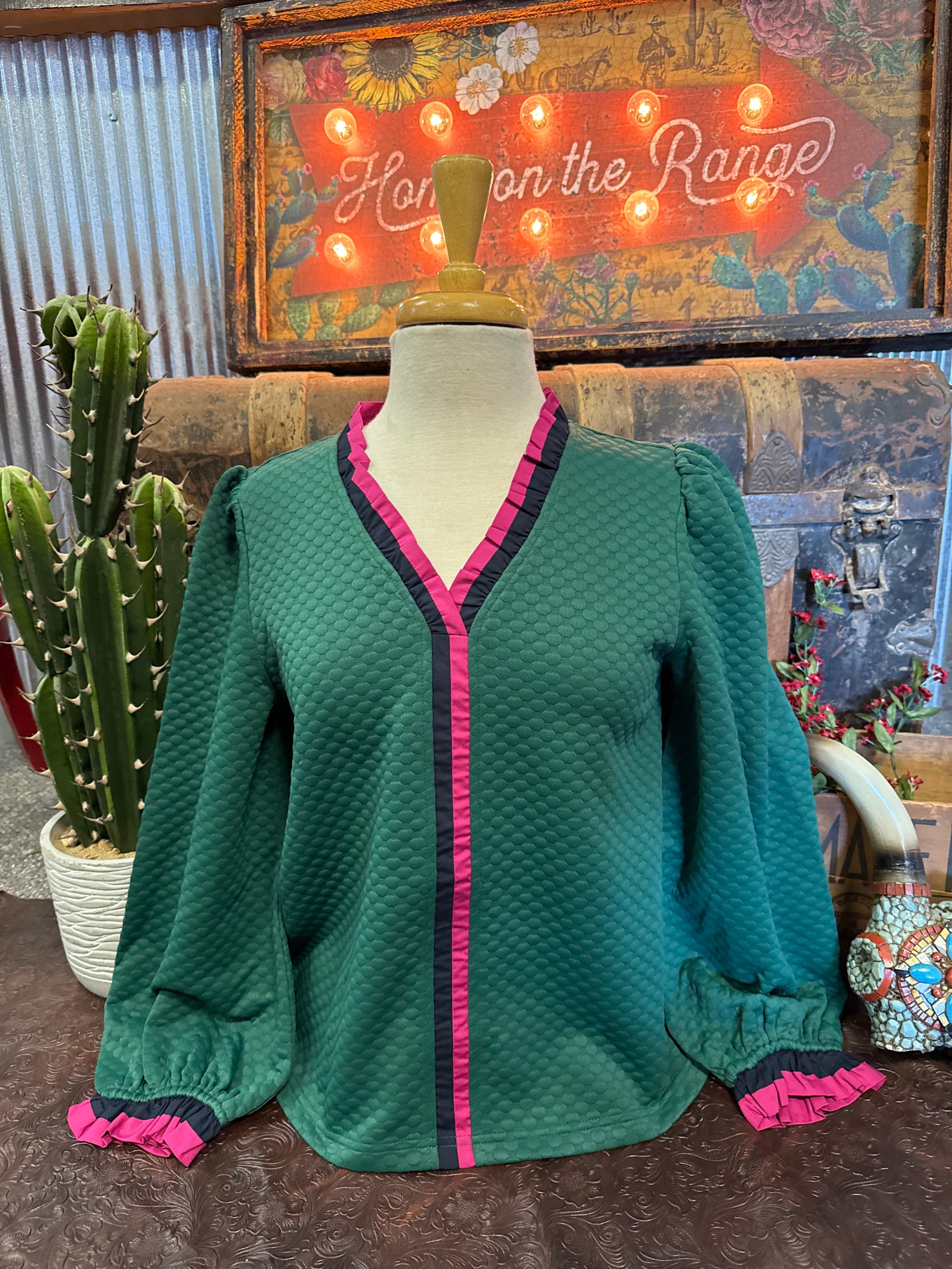 JD Hunter Green Vneck LS