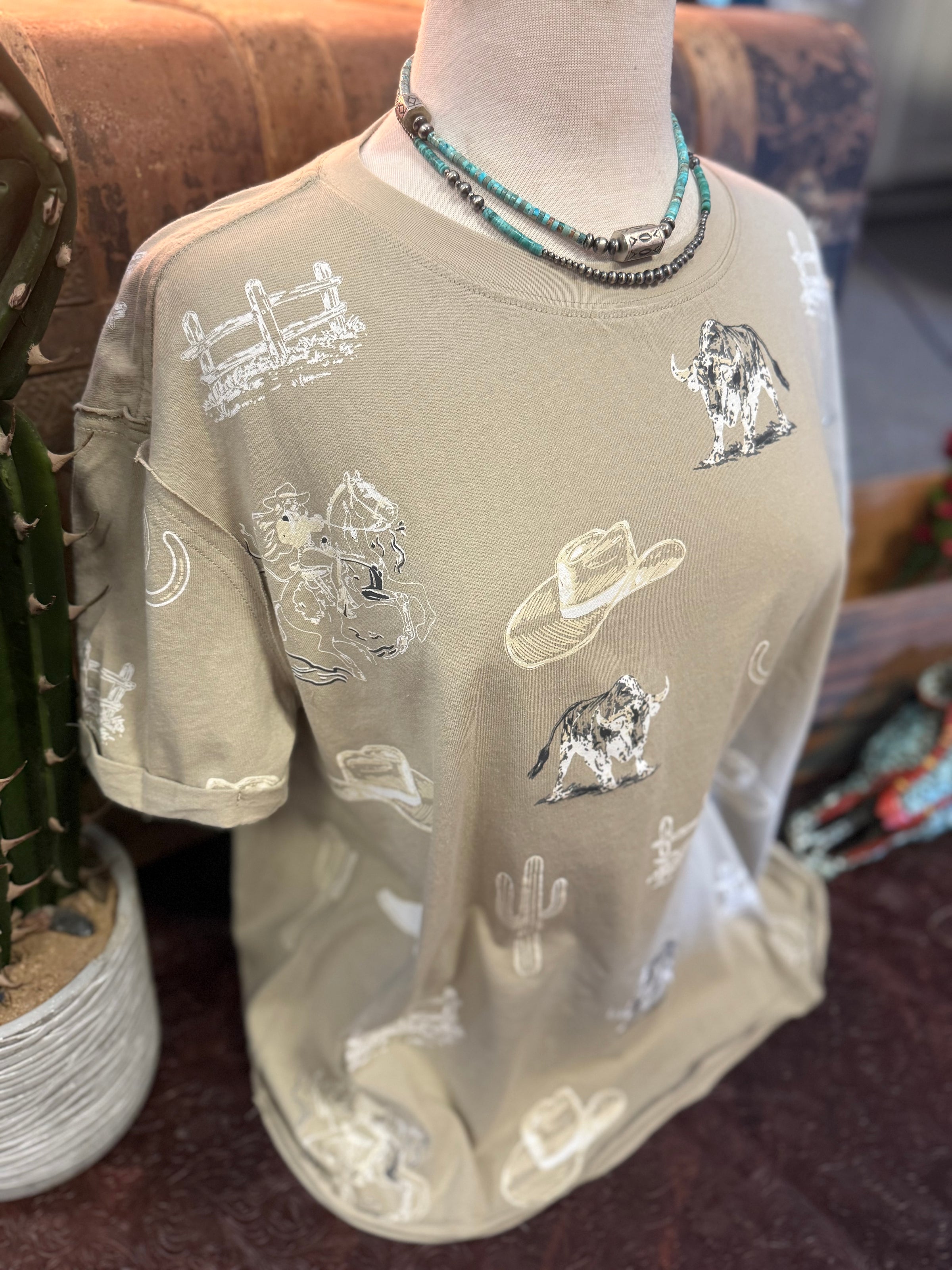 BB Beige Western Tee