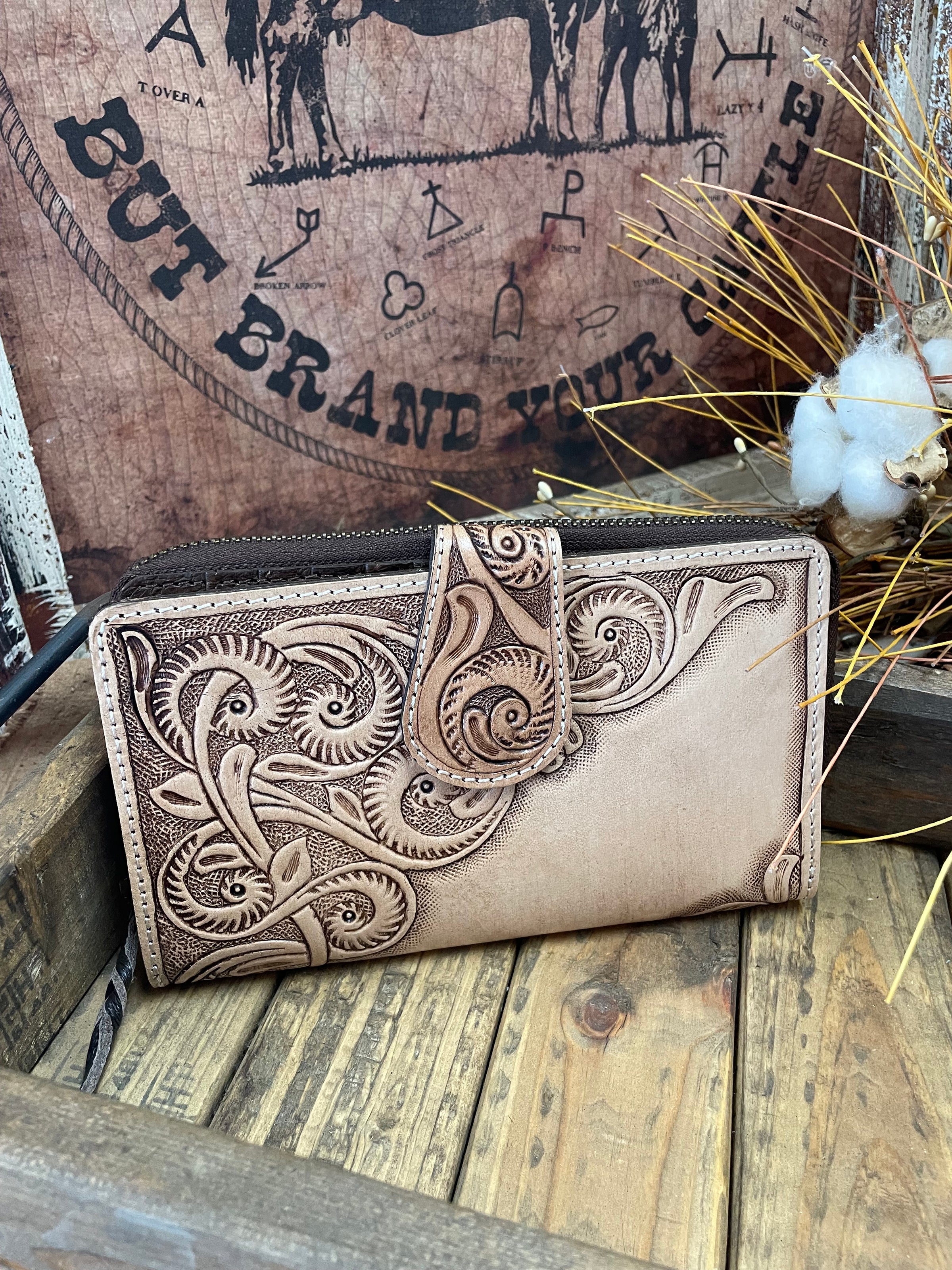 WL Tooled Leather Snap Wallet