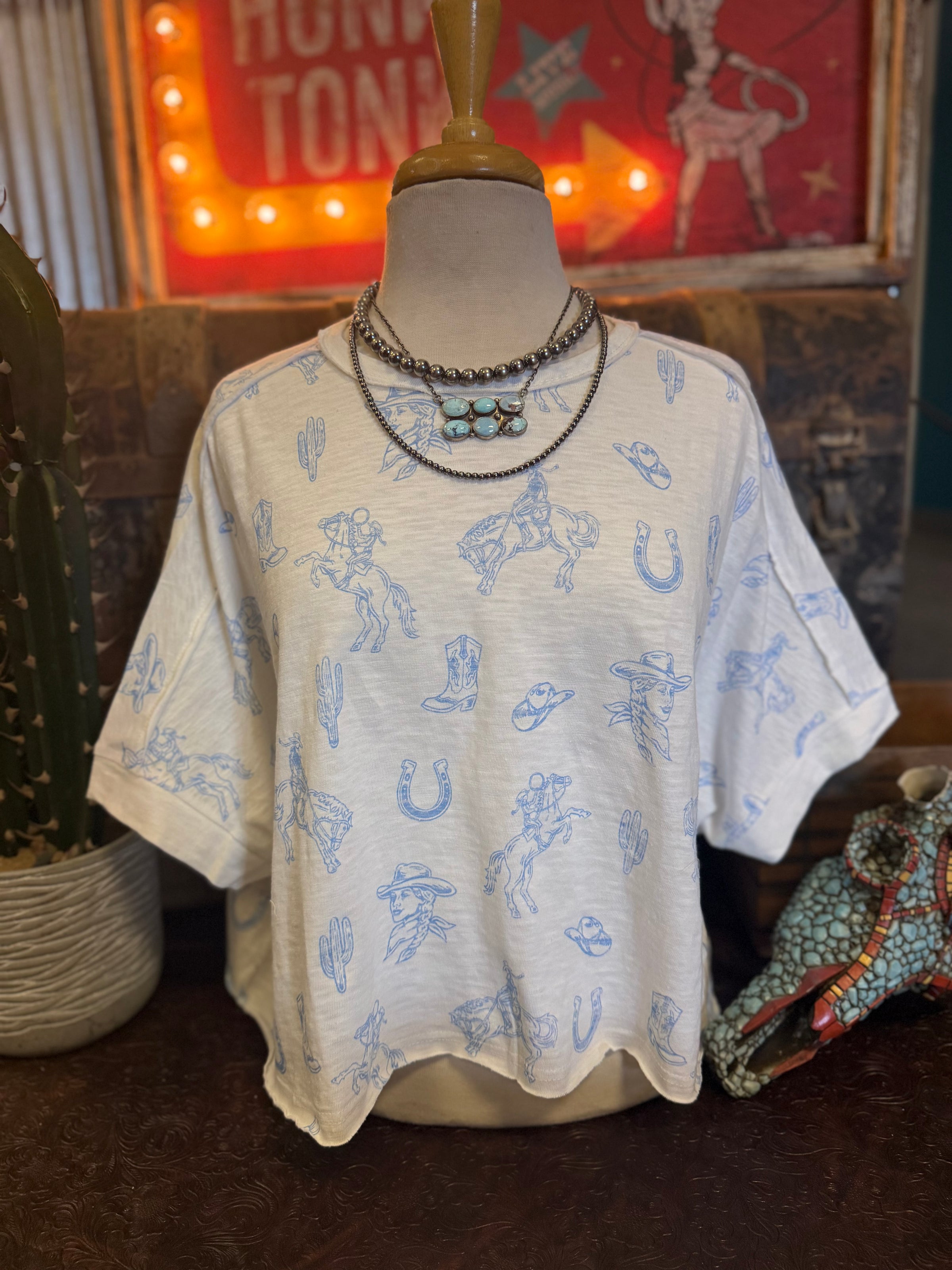 VJ LT Blue Western Tee
