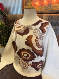 JD Oatmeal/Brown Floral Sweater