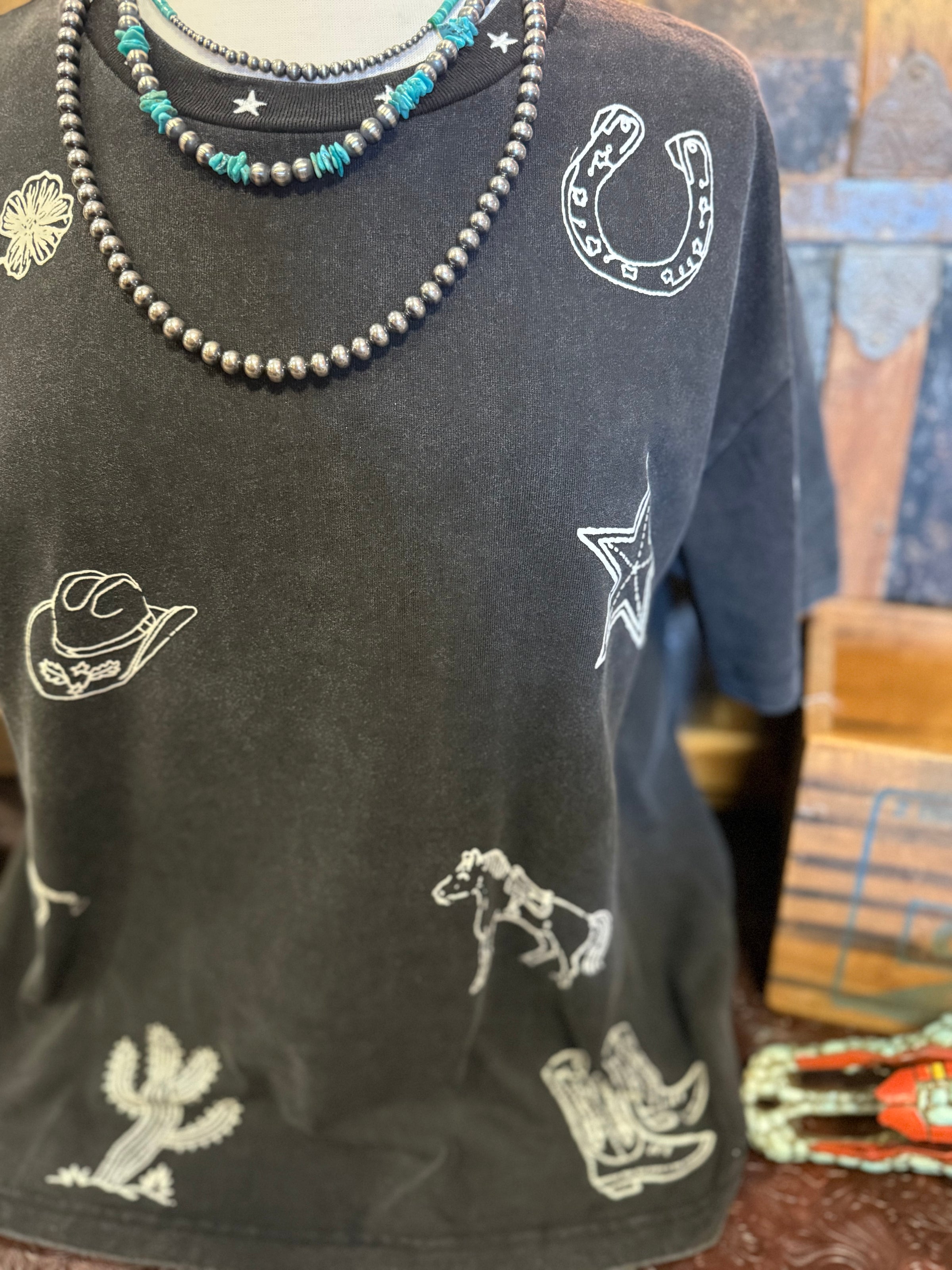 EE Ash Black Western Tee