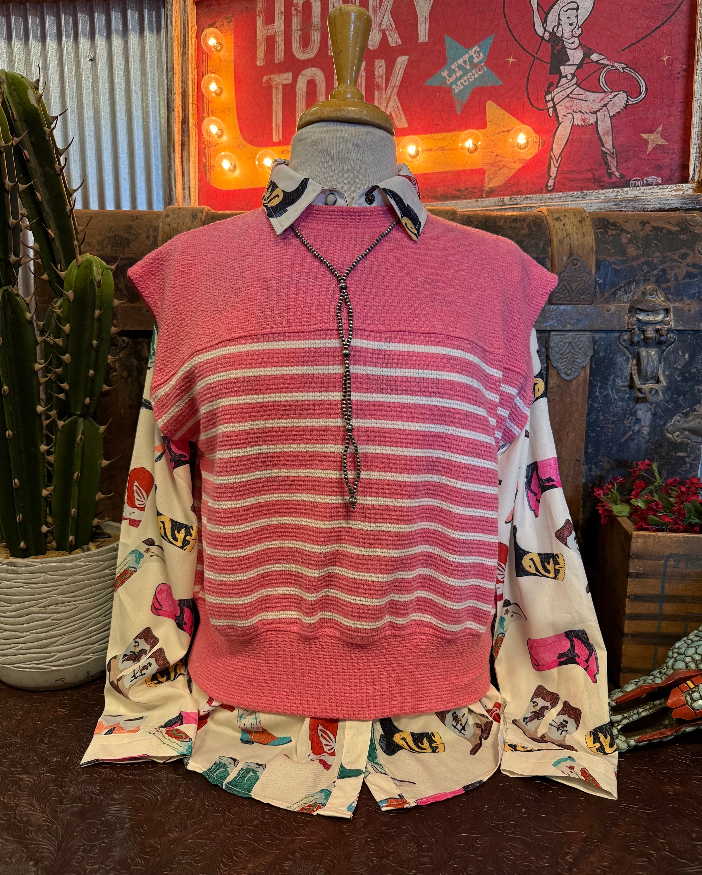 TB Pink Sleeveless Vest