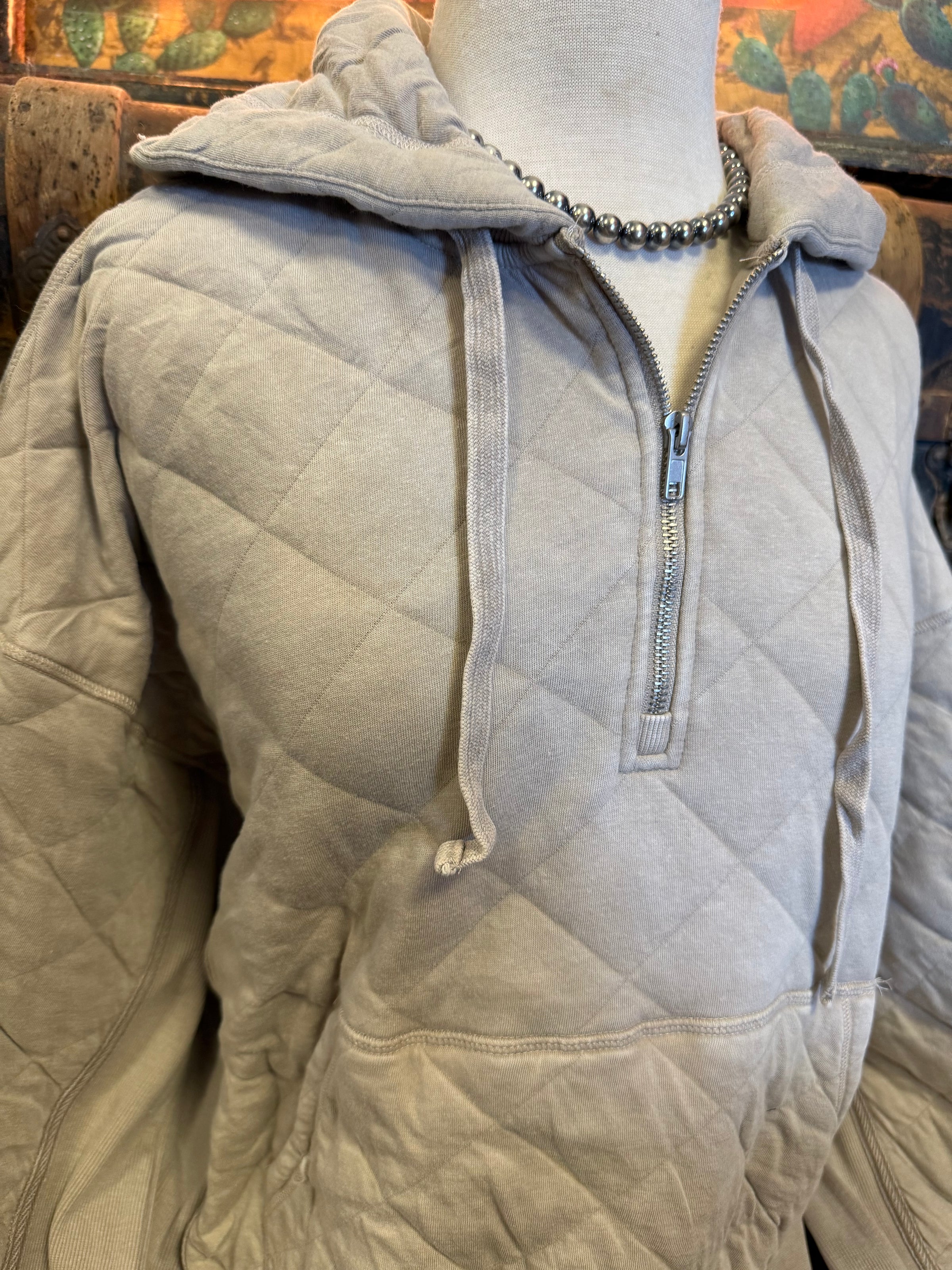 RM Beige Quilted Hoodie