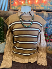 VJ Mocha/Choc Stripe Sweater Vest