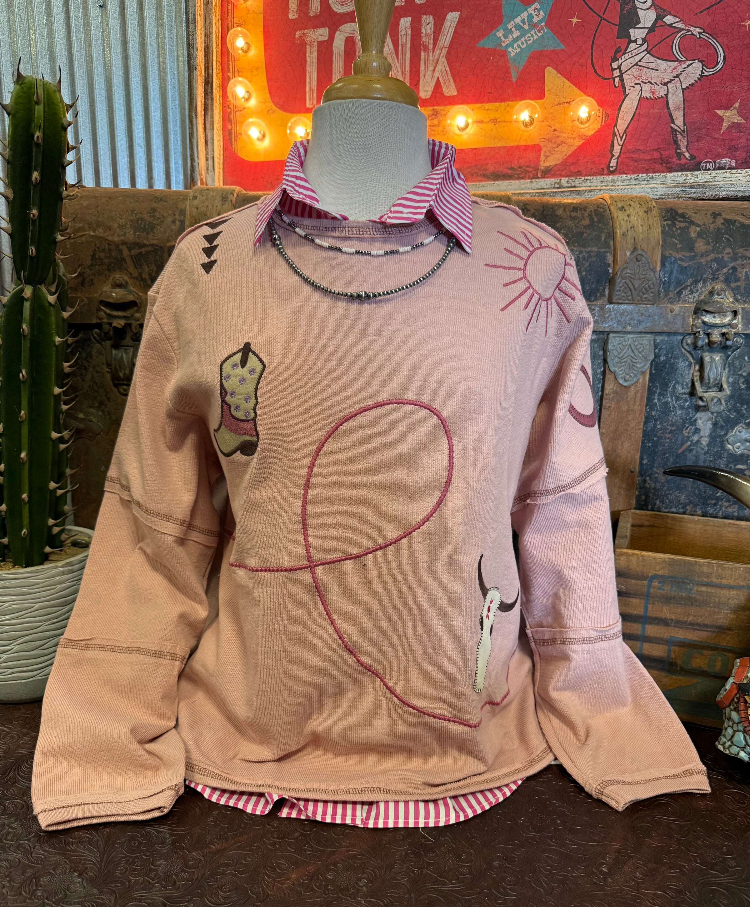 TY Pink Embroidered Top