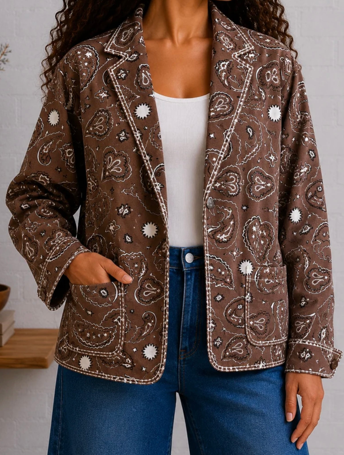 CG Brown Bandanna Blazer