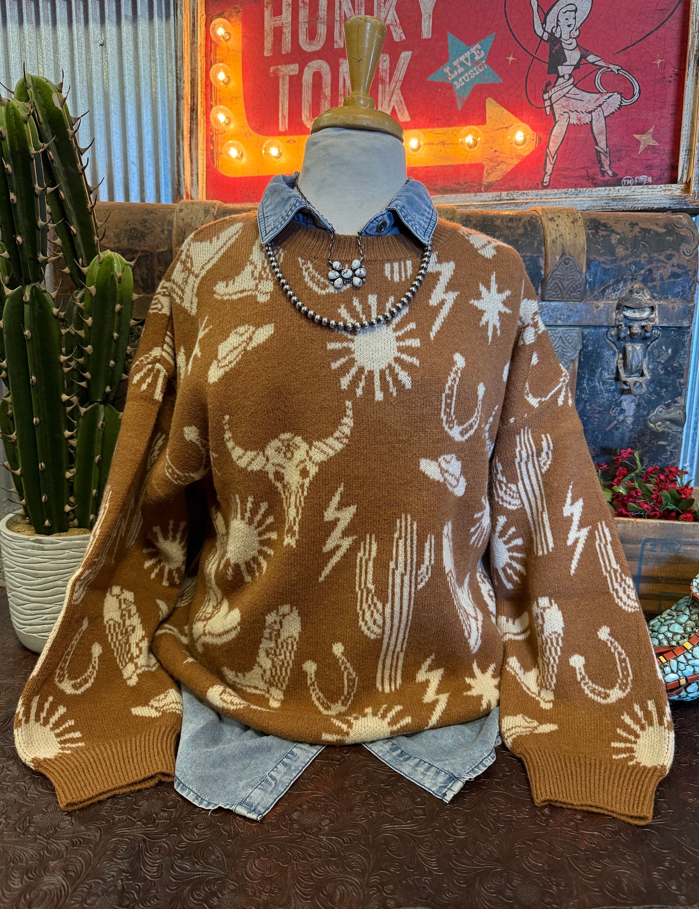 VJ Camel Western Sweater