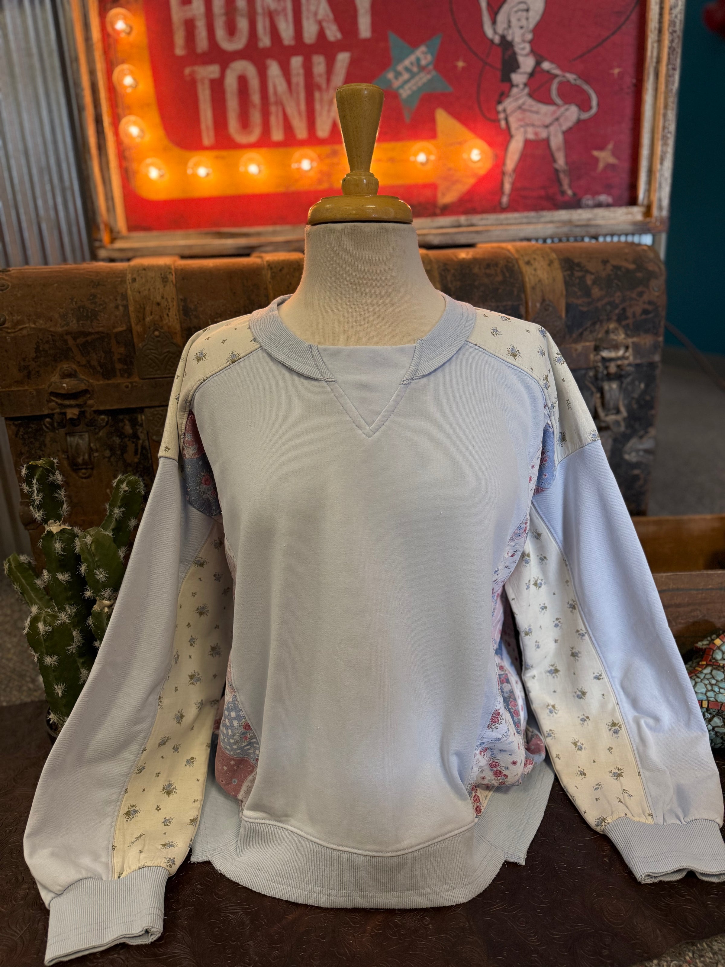 MS Blue Quilted Crewneck