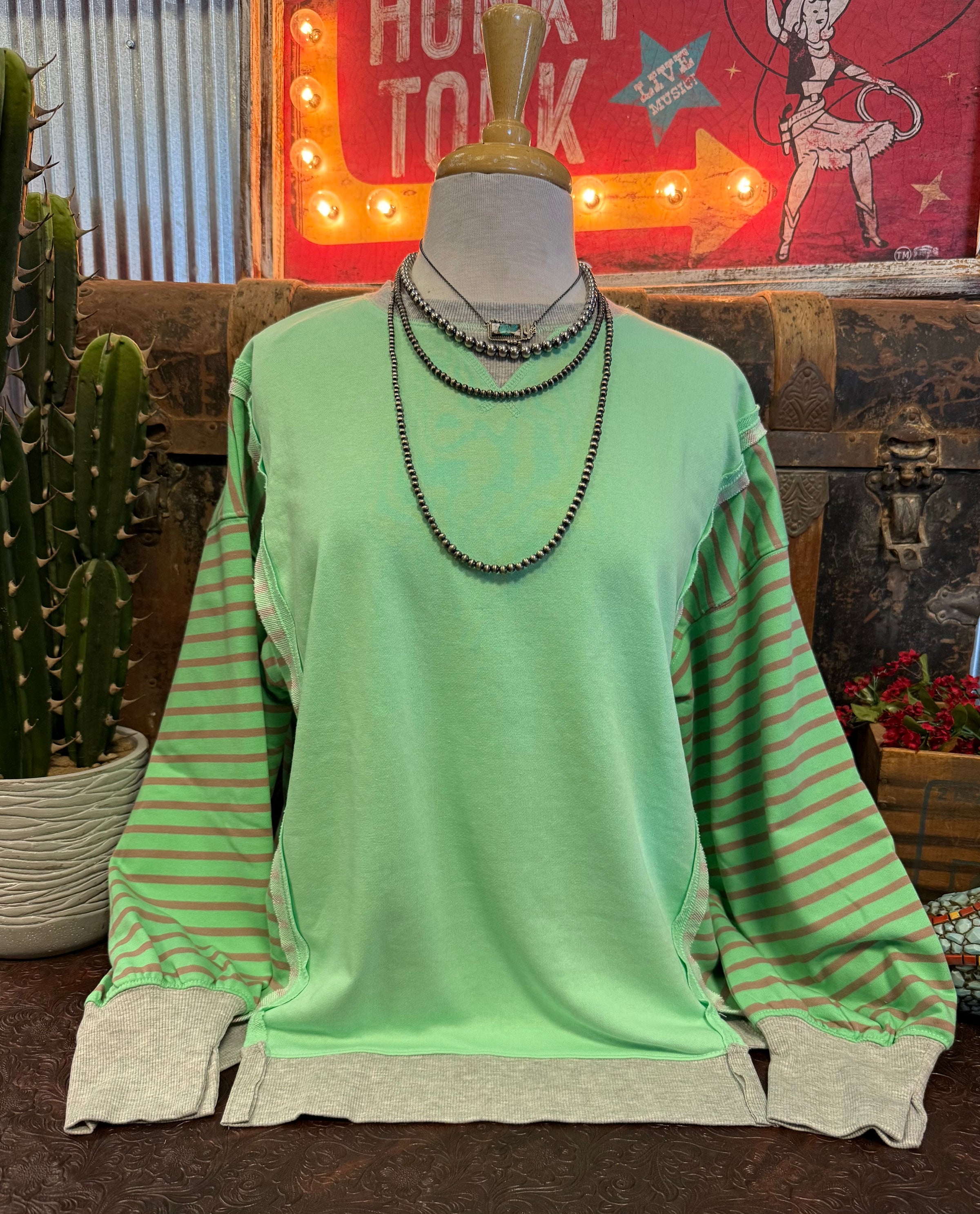 VJ Green Stripe LS