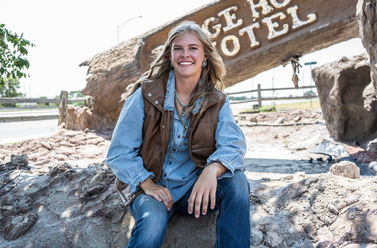 LB Brown Boot Stitch Vest