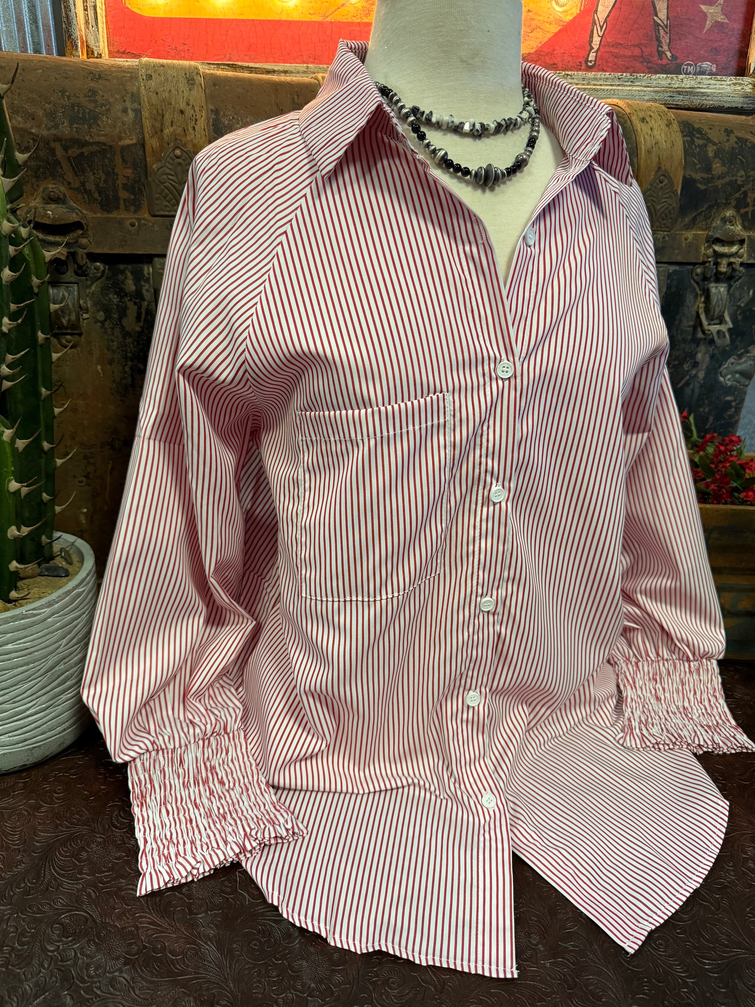 AM Boyfriend Style Red Shirt