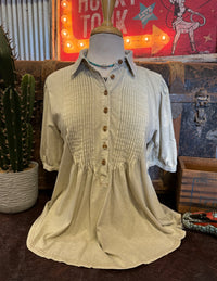 ES Khaki Pleated Top