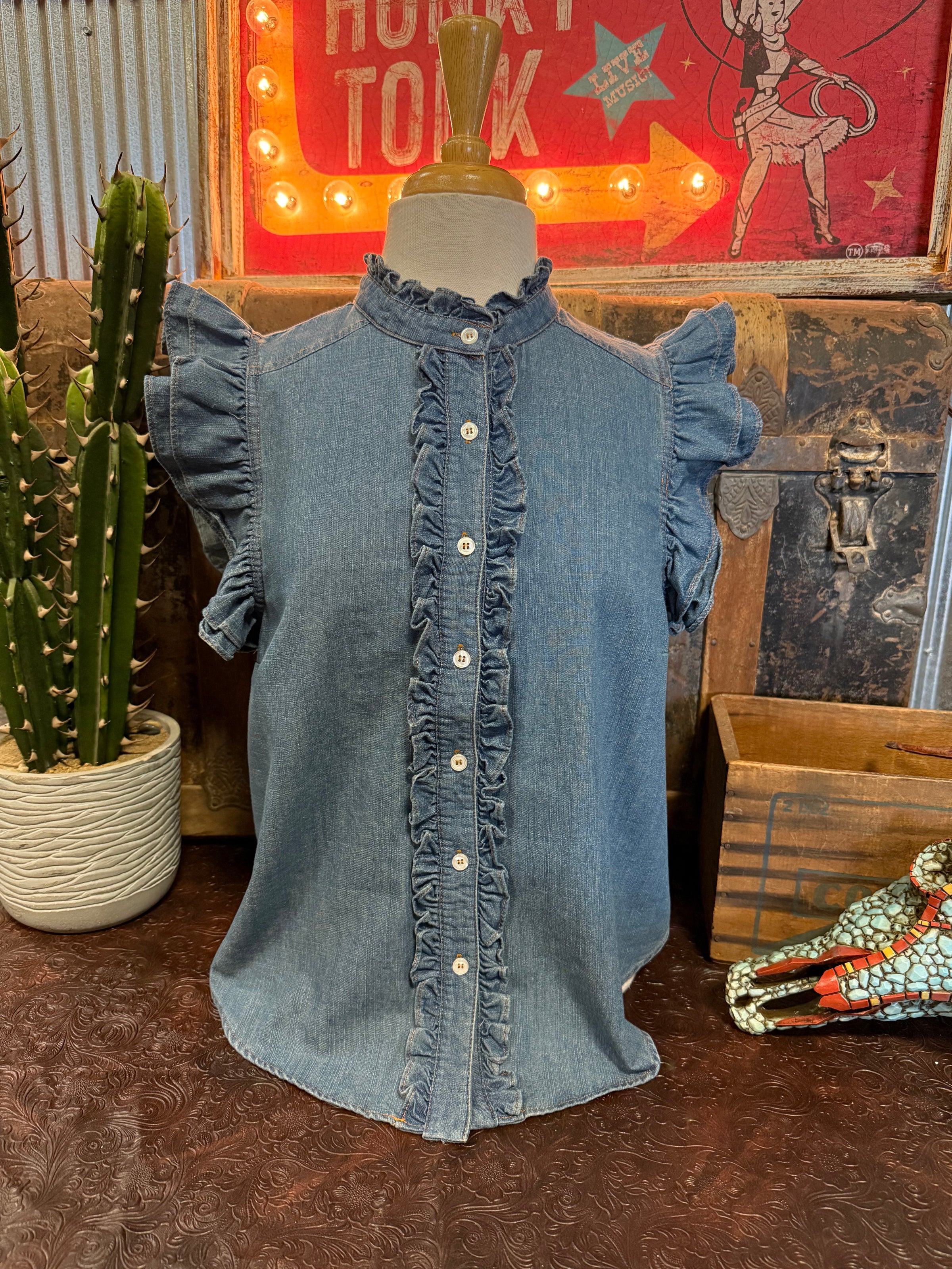 ES Denim Ruffle Sleeveless